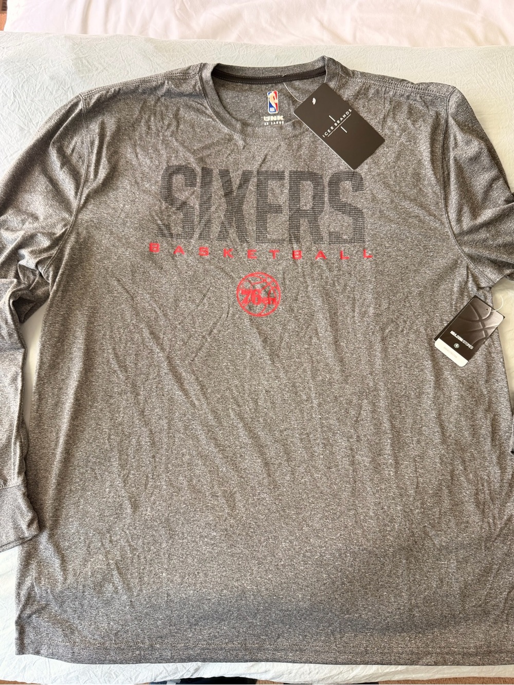 Unk Gray Long-Sleeve Sixers Basketball Performance Tee